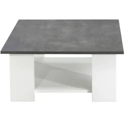 Zweite Chance Couchtisch Quadratisch 67x67 - Weiß/Beton
