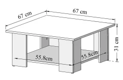 Zweite Chance Couchtisch Quadratisch 67x67 - Weiß/Beton
