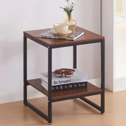 Zweite Chance Nik Beistelltisch - 40x40x50cm - schwarz/Walnuss