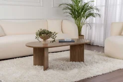 Zweite Chance Ovaler Couchtisch Sable - 119x60x40cm - Nussbaum Dekor
