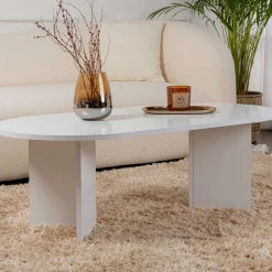 Zweite Chance Ovaler Couchtisch Sable - 119x60x40cm - weiß