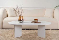 Zweite Chance Ovaler Couchtisch Sable - 119x60x40cm - weiß